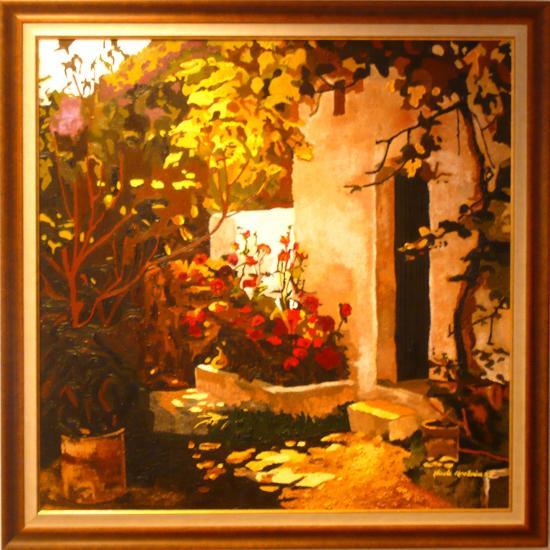 MAISON EN PROVENCE d'après Poch ROMEU.(100X100)