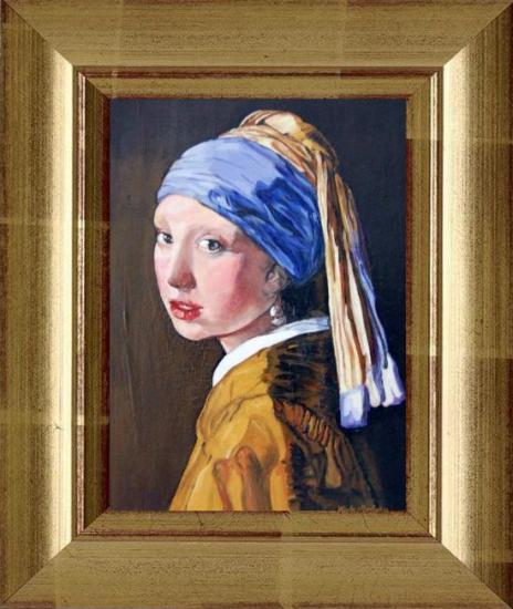 La jeune Fille à la Perle d'après Johannès VERMEER (huile sur toile 35