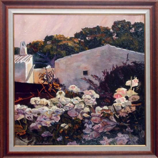 MAISON FLEURIE d'après Poch ROMEU.(90X90)