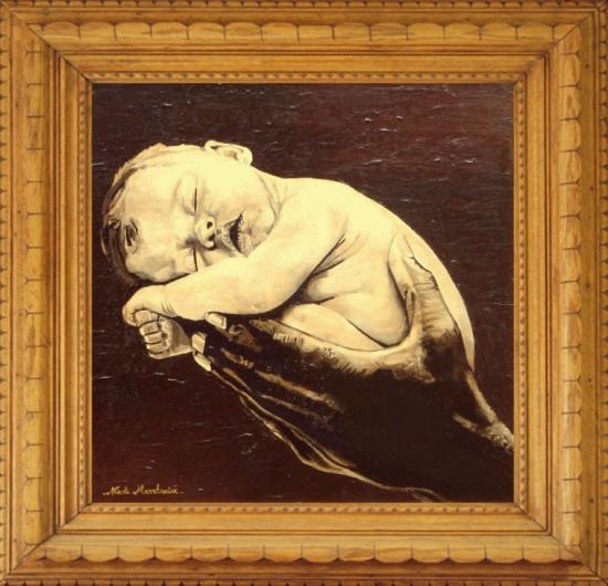BEBE d'après photo d'Anne GEDDES.  (50X50)